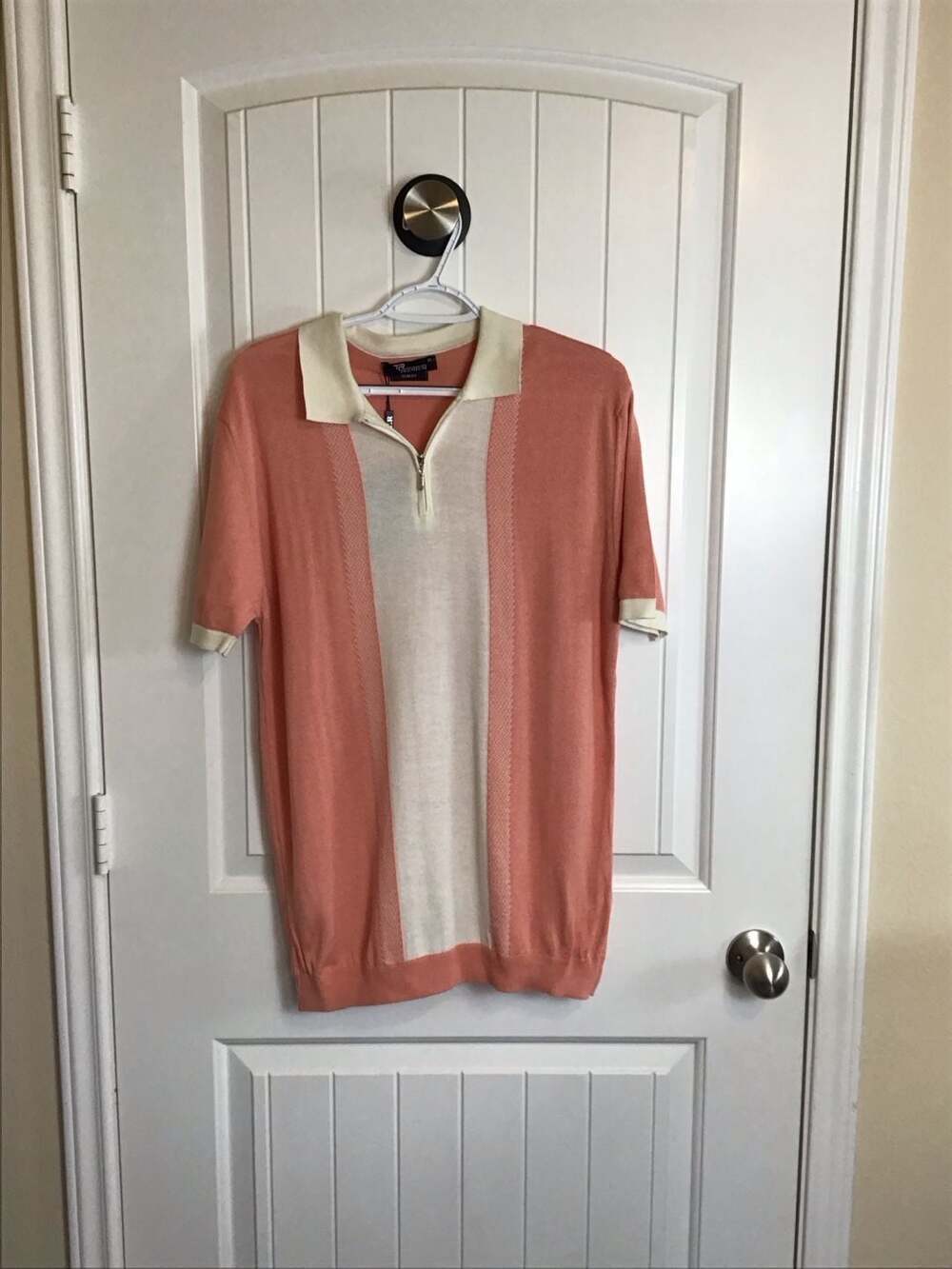 Tailored Recreation Premium Slim Fit Knit Quarter-Zip Polo Shirt Coral XL